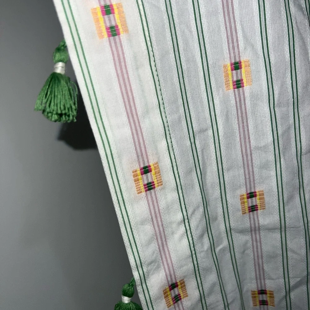 Anthropologie Nera Woven Tasseled Curtain one panel